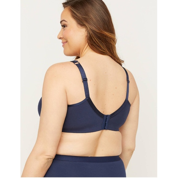 New Plus Size No Wire Cotton Comfort Lace Bra Navy - Picture 2 of 16